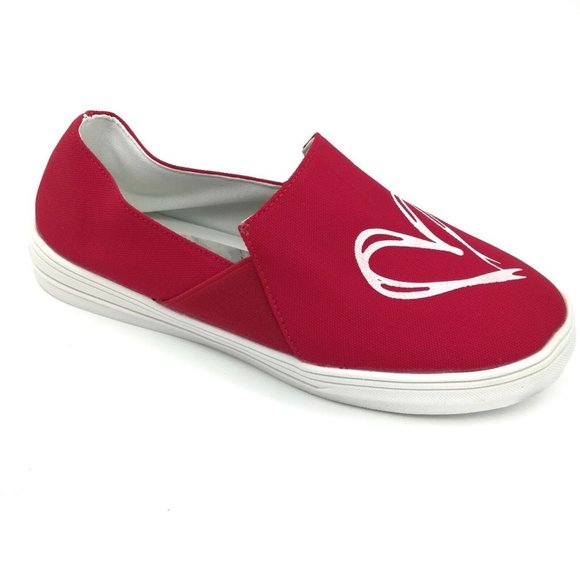 Womens Slip On  Flat Loafer Sneaker Red  EUR‎ 42 NEW - Picture 1 of 9